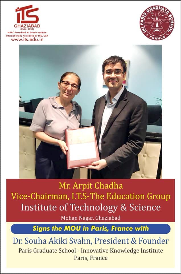 I.T.S - The Education Group Signed MOU with Dr. Souha Akiki Svahn, President and Founder Paris Graduate school- Innovative Knowledge Institute Paris, France.